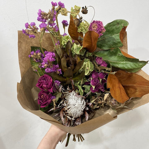 Pink Ice + roses / dried bouquet